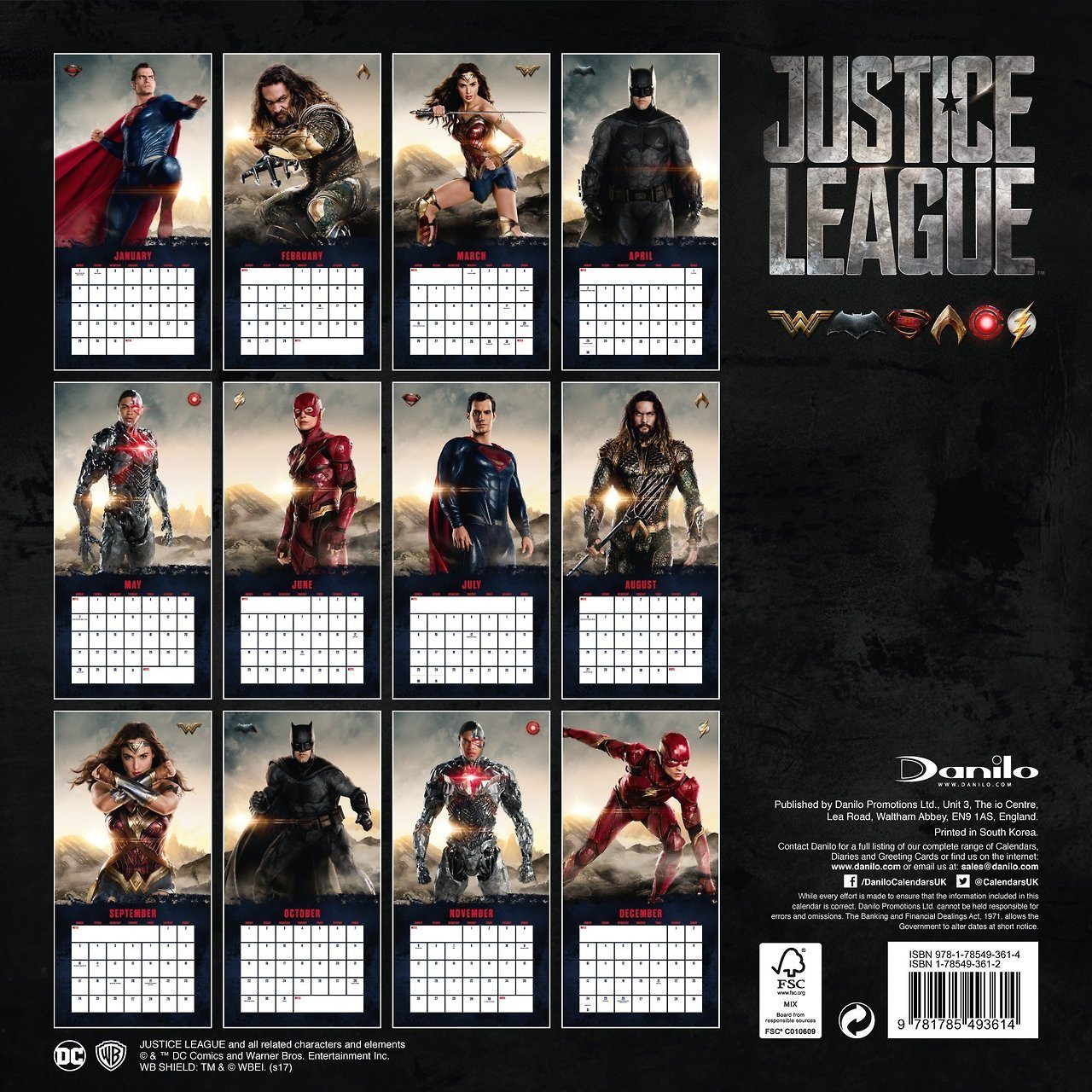 justice league calendar